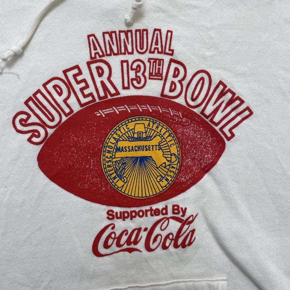 Vintage Super bowl Coca Cola Hoodie mens XL White 1990s USA - Picture 2 of 9